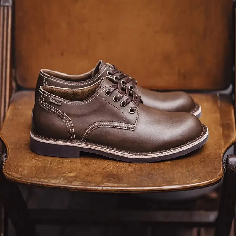Vintage Y2K Coffee Leather Shoes for a Fashion-Forward Wardrobe