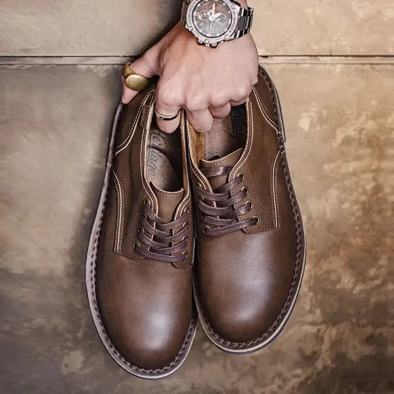 Vintage Y2K Coffee Leather Shoes for a Fashion-Forward Wardrobe