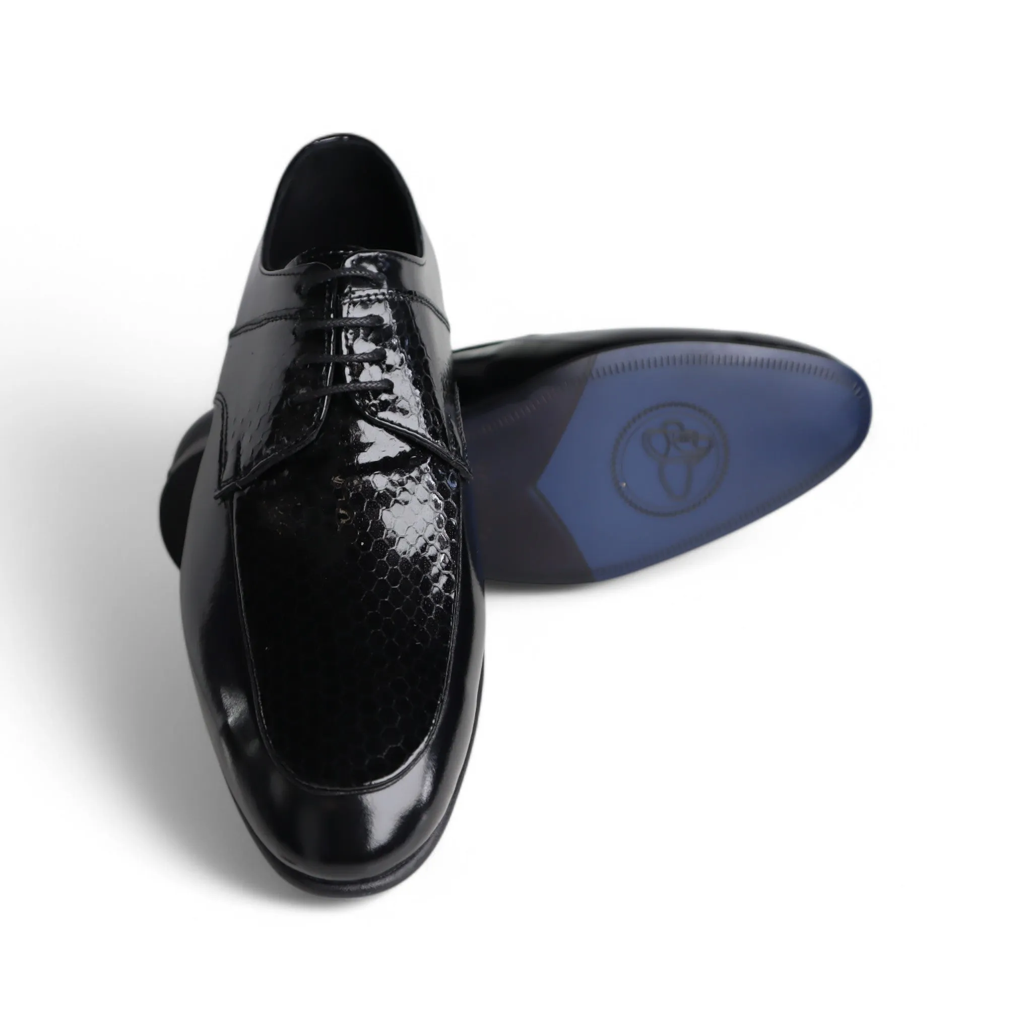 Wenitto Mens Patent Leather Black Dress Shoe