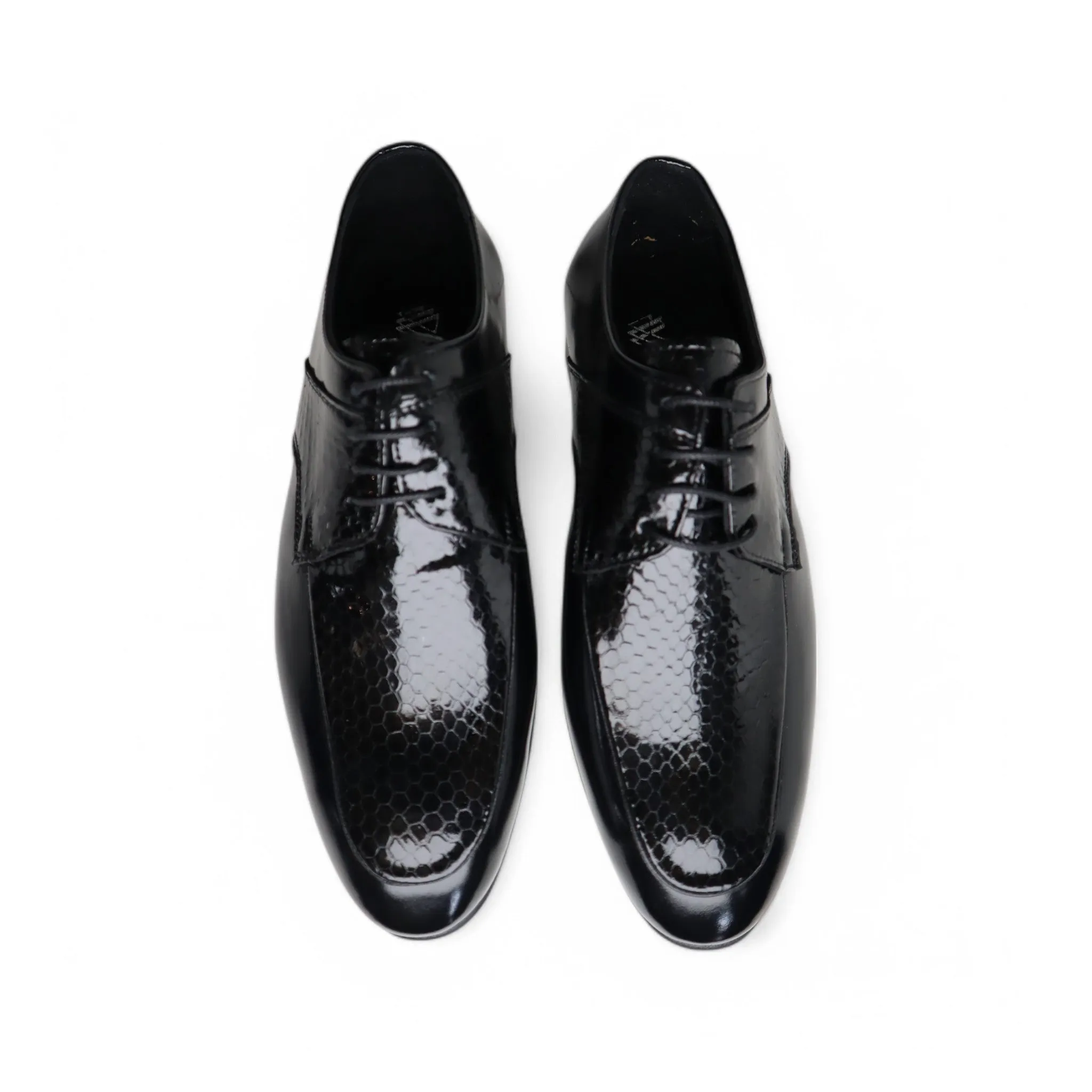 Wenitto Mens Patent Leather Black Dress Shoe
