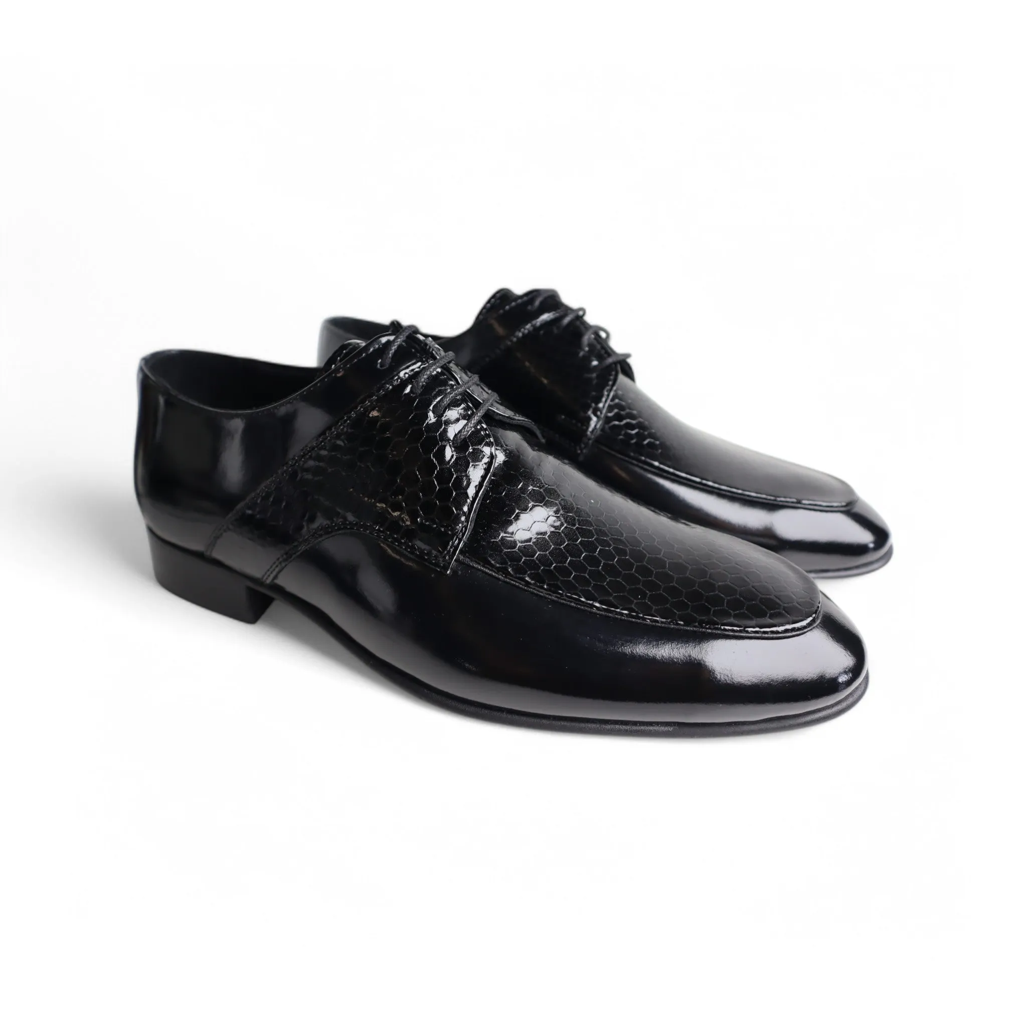 Wenitto Mens Patent Leather Black Dress Shoe