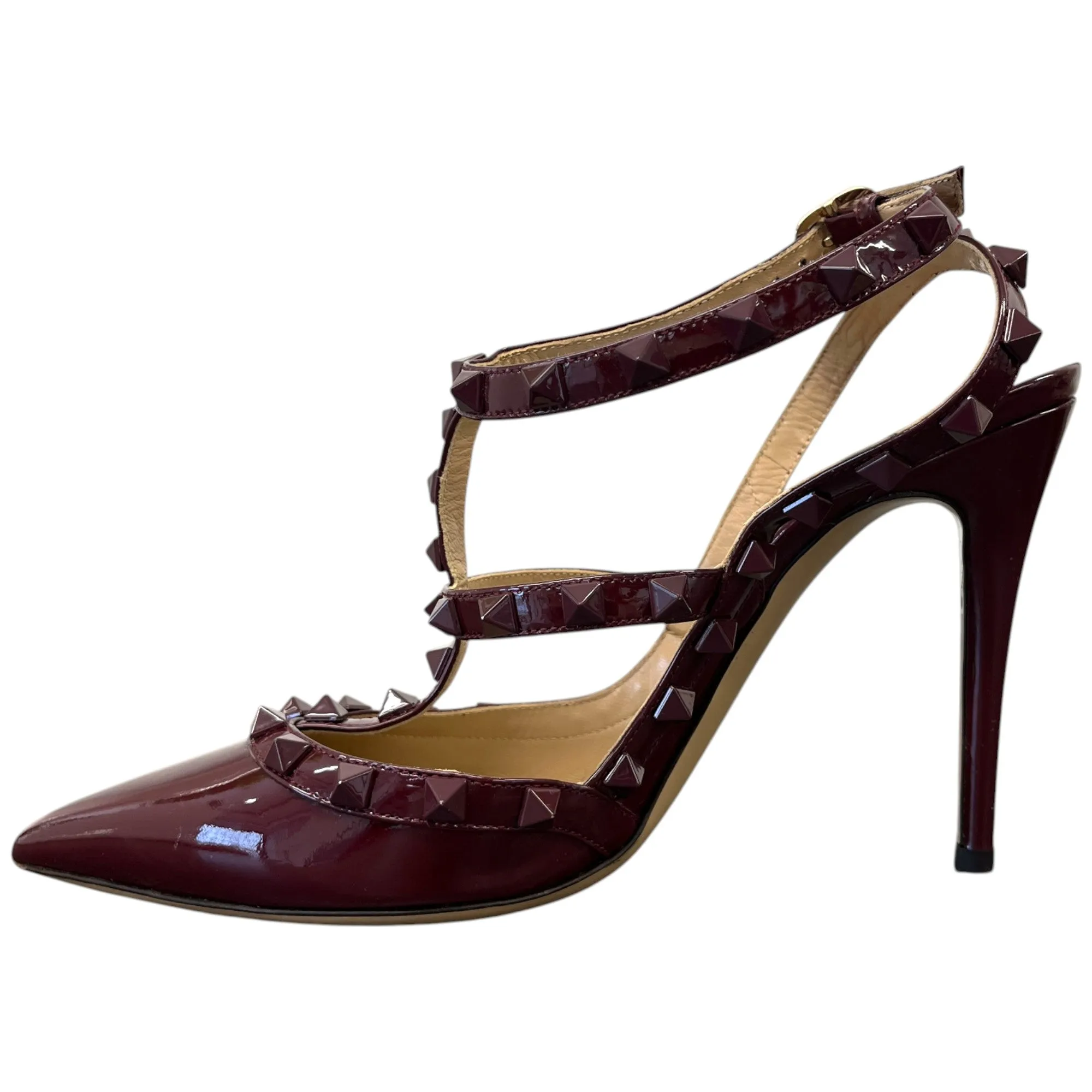 Women's Décolleté Rockstud 100Mm Pumps Heels Burgundy Size EU 38 / UK 5