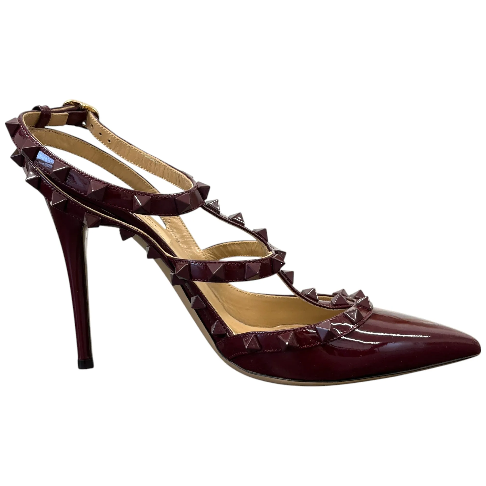 Women's Décolleté Rockstud 100Mm Pumps Heels Burgundy Size EU 38 / UK 5