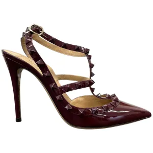 Women's Décolleté Rockstud 100Mm Pumps Heels Burgundy Size EU 38 / UK 5