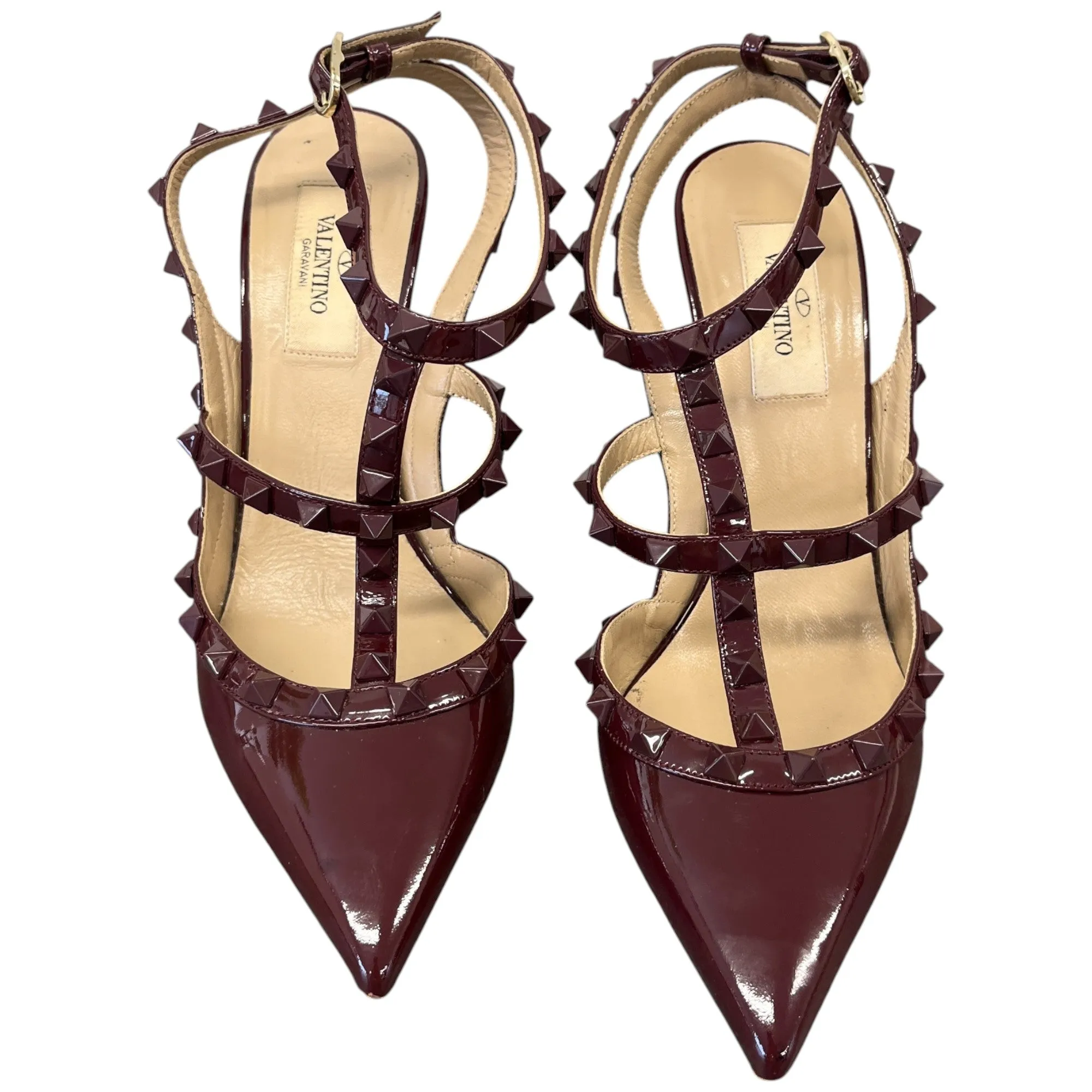 Women's Décolleté Rockstud 100Mm Pumps Heels Burgundy Size EU 38 / UK 5
