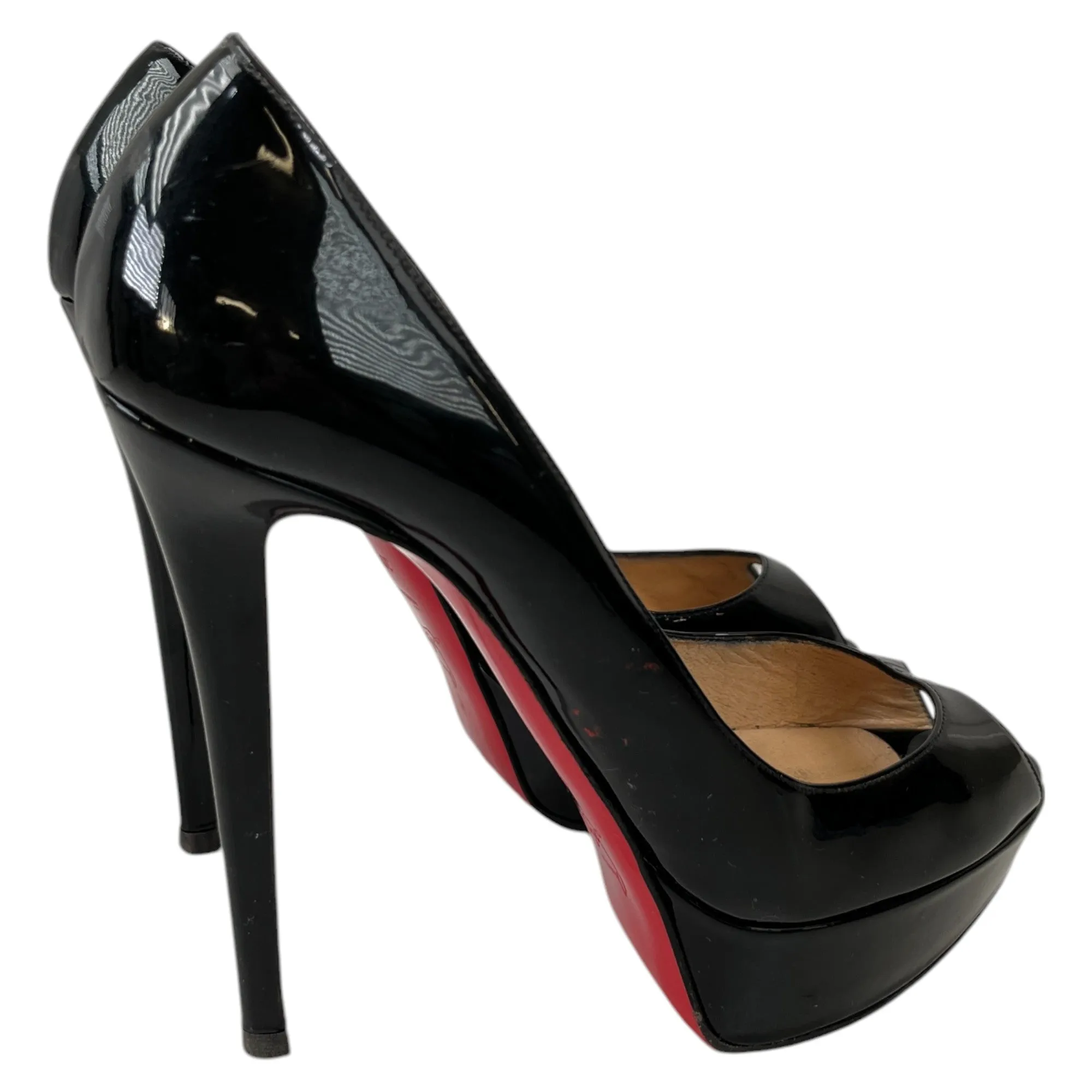 Women's Lady Peep Patent Heels Black Size EU 39.5 / UK 6.5