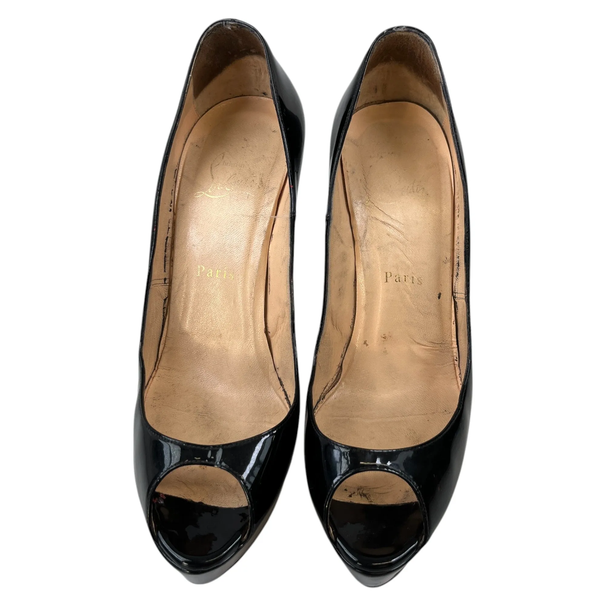 Women's Lady Peep Patent Heels Black Size EU 39.5 / UK 6.5