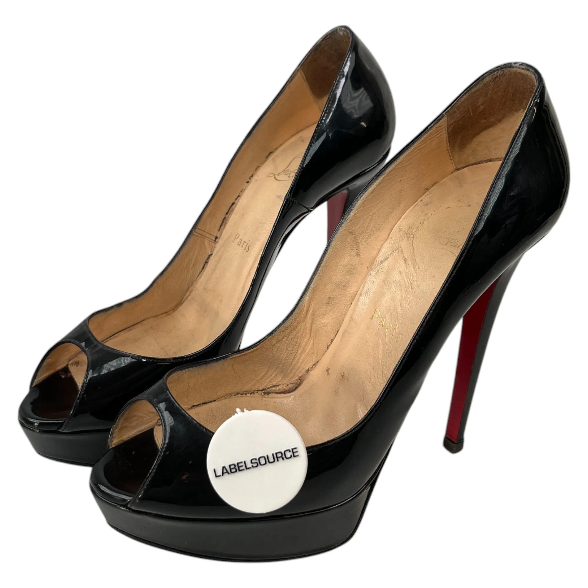 Women's Lady Peep Patent Heels Black Size EU 39.5 / UK 6.5