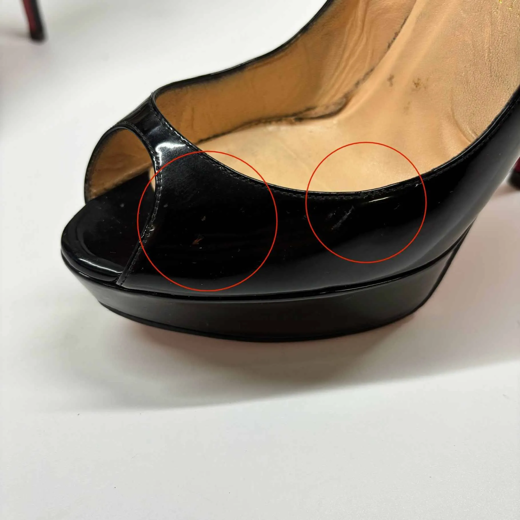 Women's Lady Peep Patent Heels Black Size EU 39.5 / UK 6.5