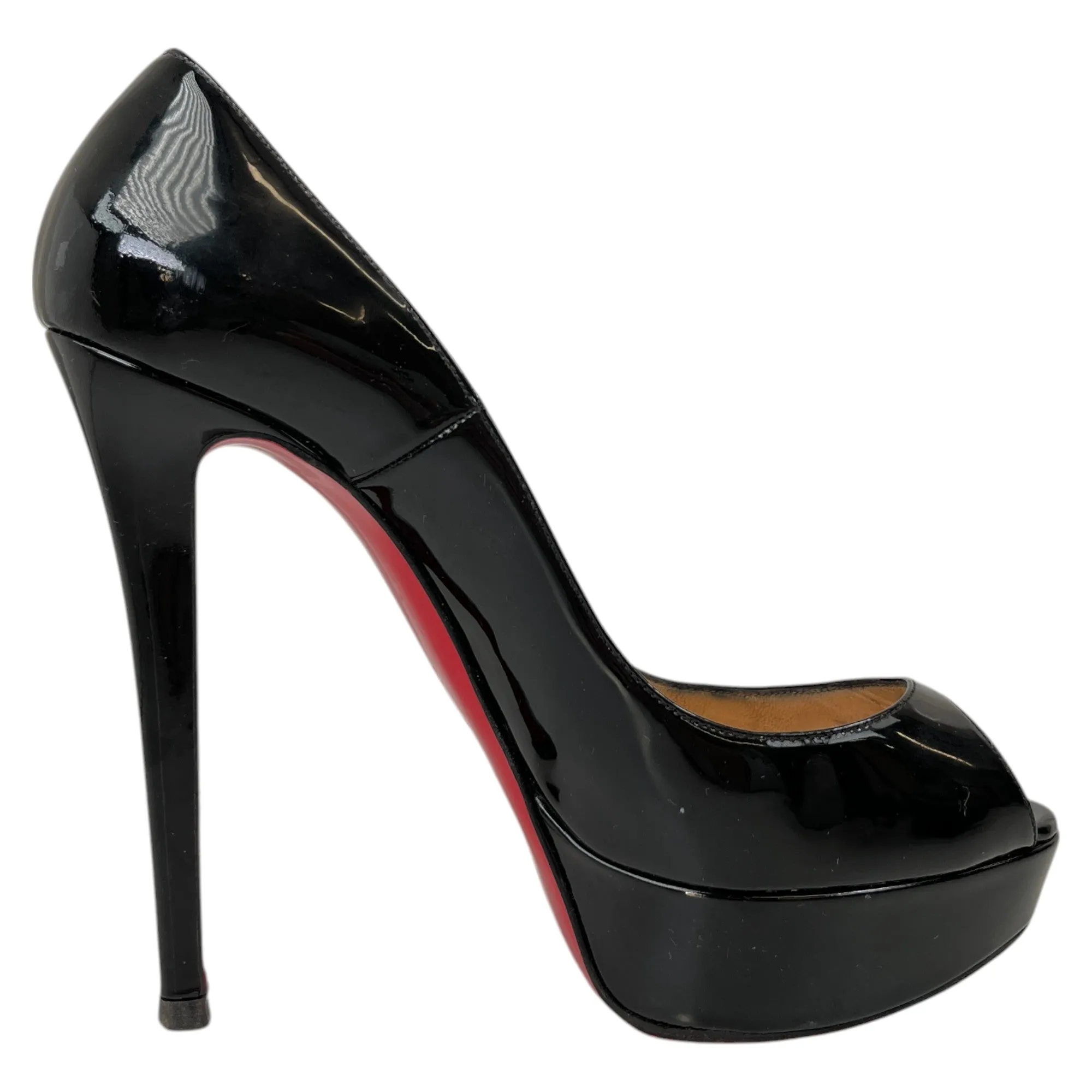 Women's Lady Peep Patent Heels Black Size EU 39.5 / UK 6.5