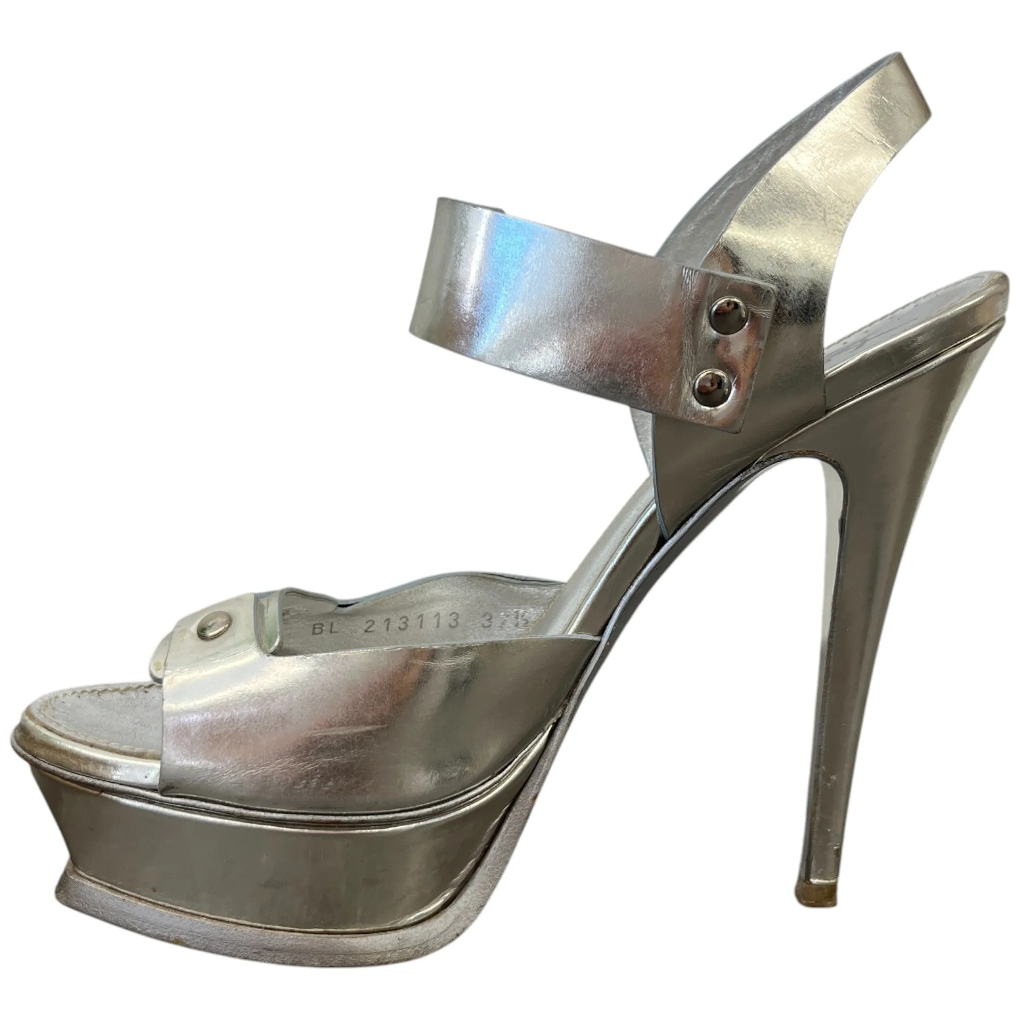 Women's Metallic Platform Heels Silver Size EU 37.5 / UK 4.5