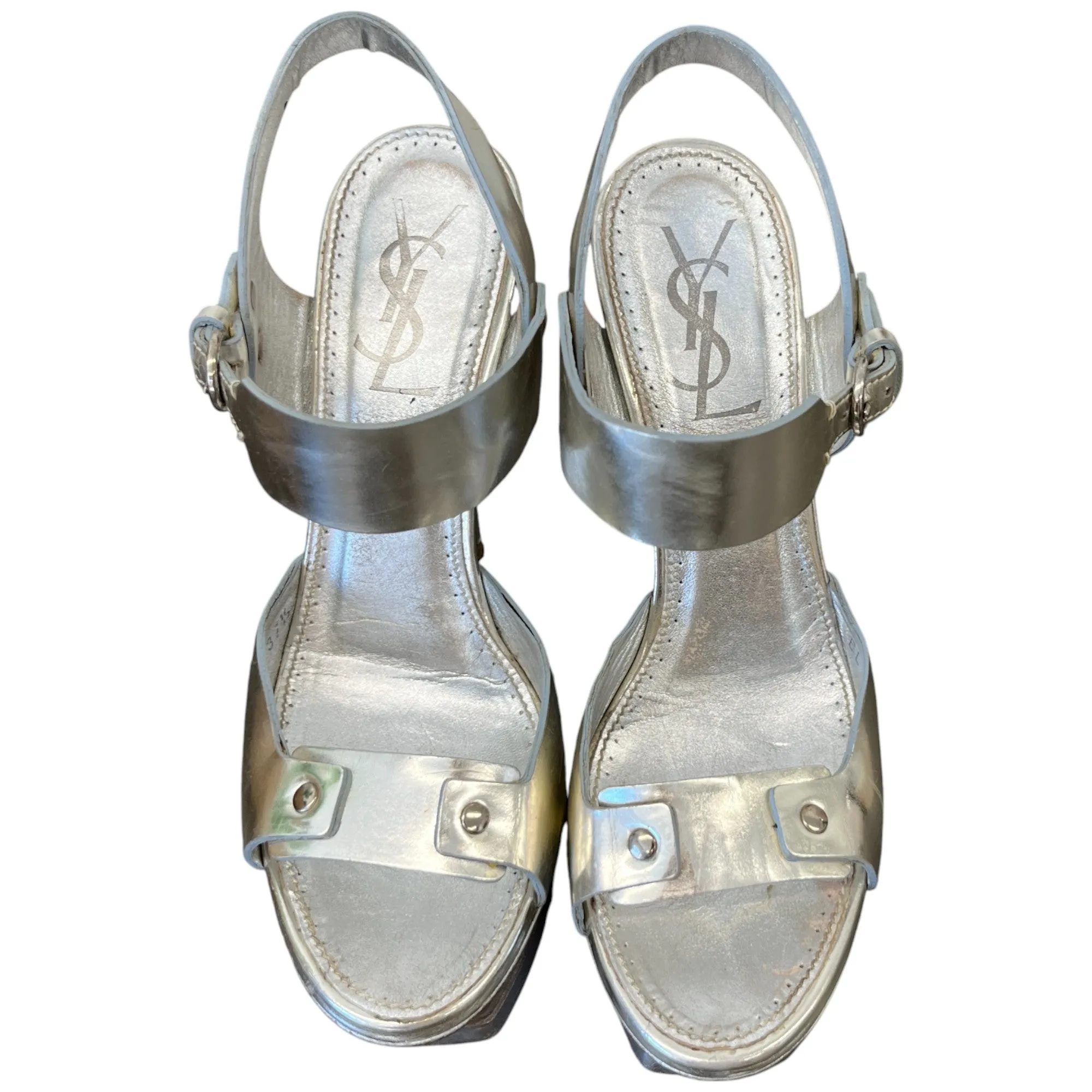 Women's Metallic Platform Heels Silver Size EU 37.5 / UK 4.5