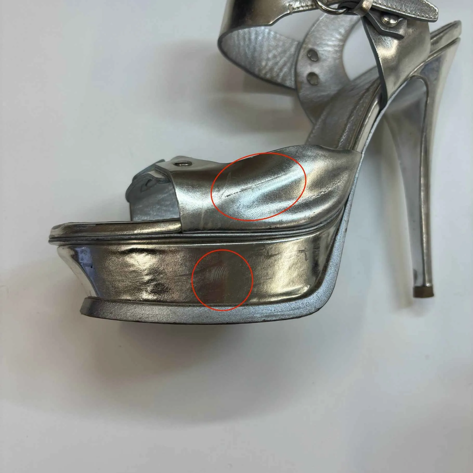 Women's Metallic Platform Heels Silver Size EU 37.5 / UK 4.5