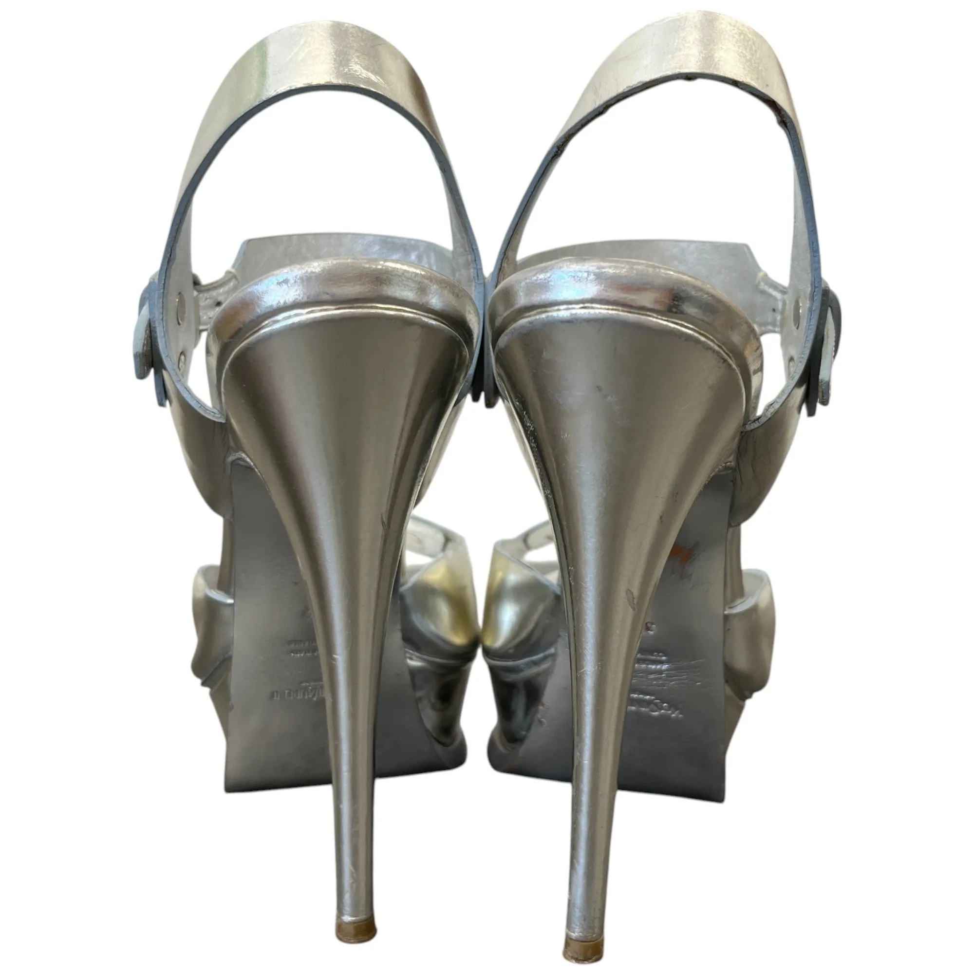 Women's Metallic Platform Heels Silver Size EU 37.5 / UK 4.5