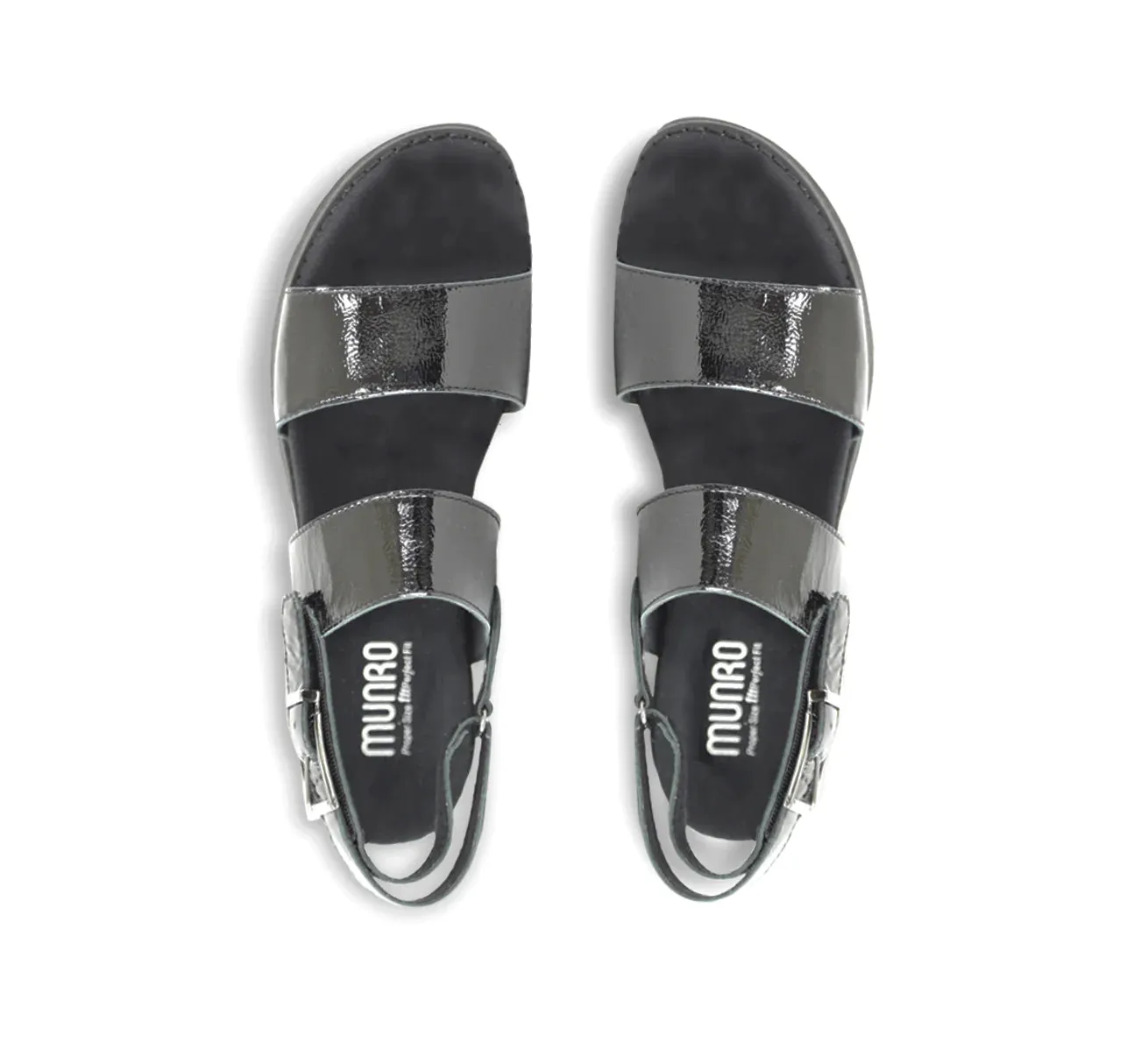 Women's Munro Teagan Patent Leather Sandals - Black Crinkle