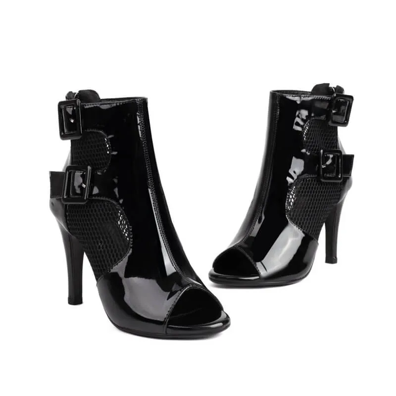 Women's Open Toe Ankle Buckle Prom Dance Boots