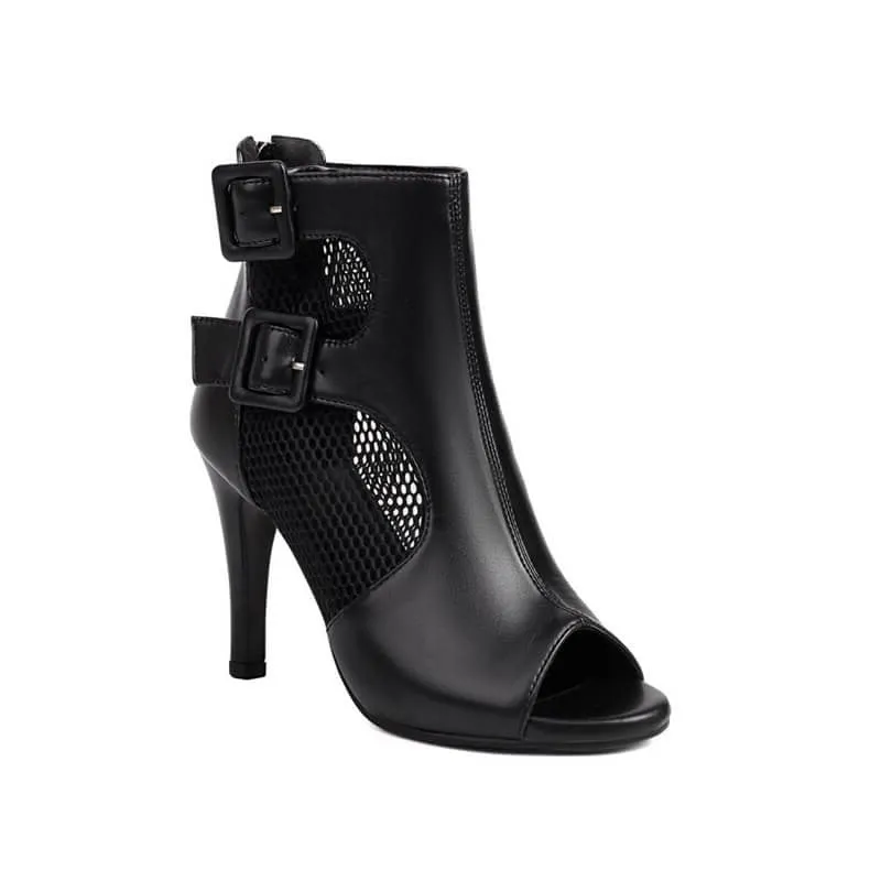 Women's Open Toe Ankle Buckle Prom Dance Boots