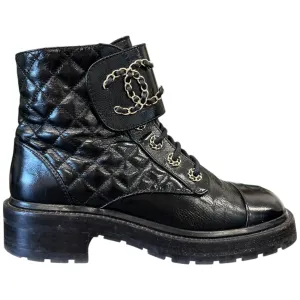 Women's Quilted Cc Logo Boots Black Size EU 38 / UK 5