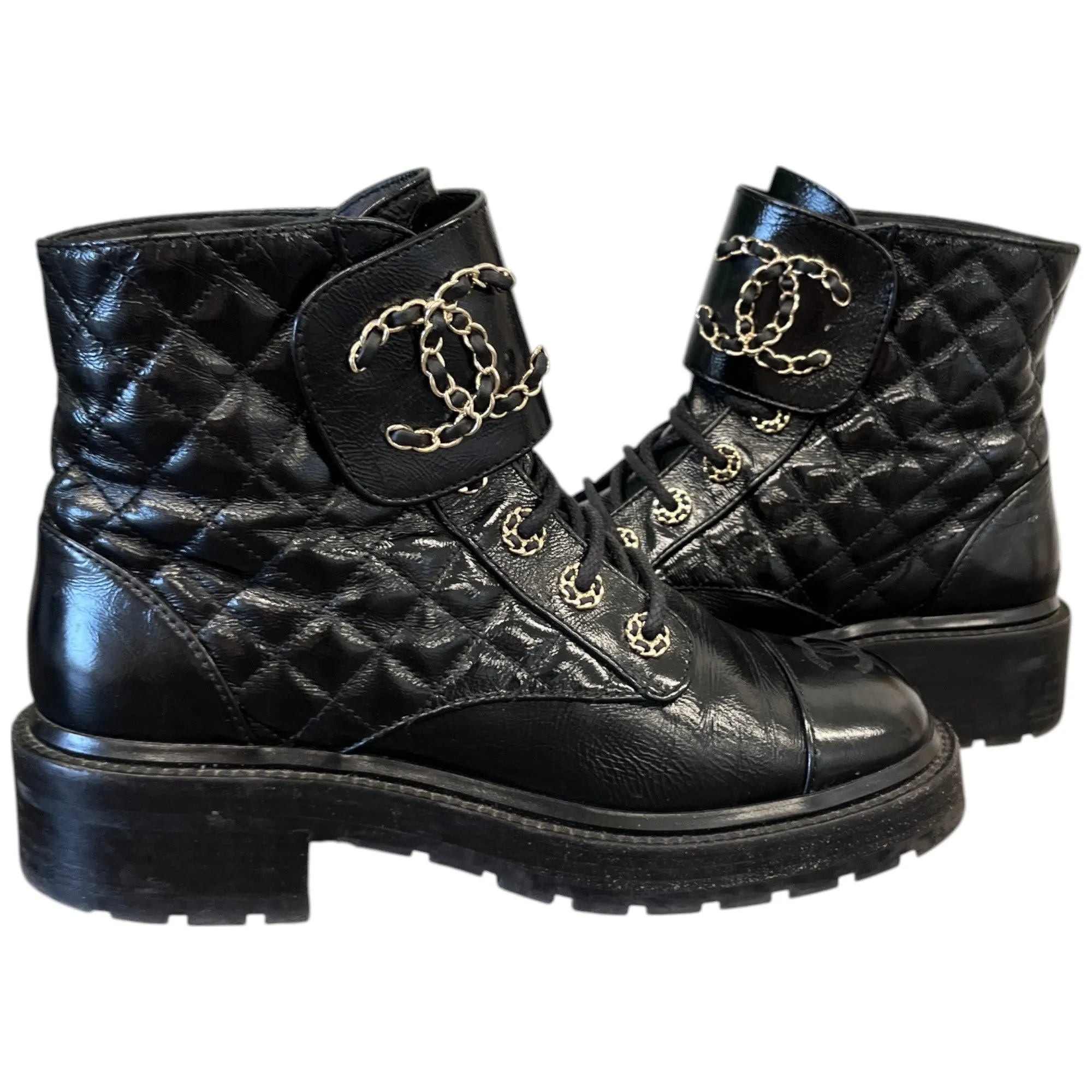 Women's Quilted Cc Logo Boots Black Size EU 38 / UK 5