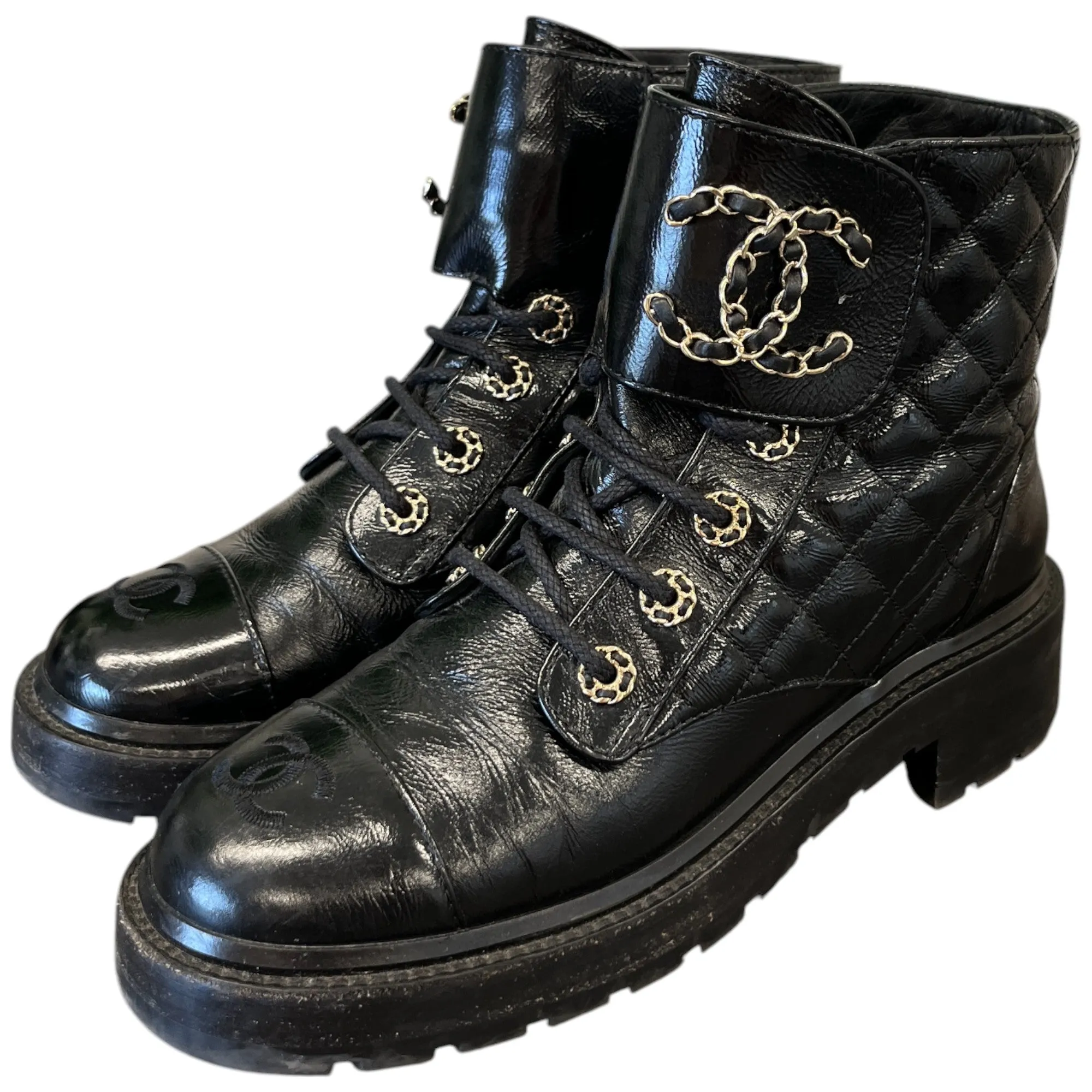 Women's Quilted Cc Logo Boots Black Size EU 38 / UK 5