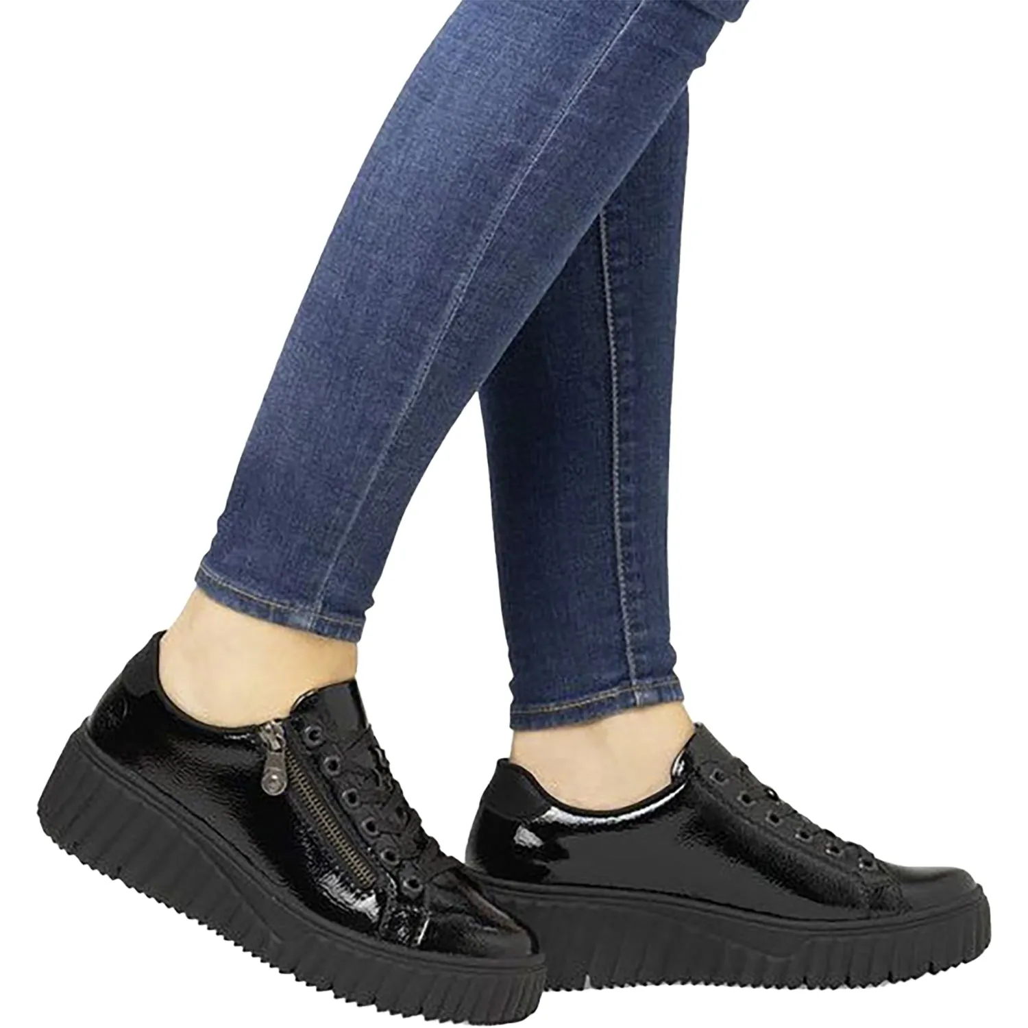 Women's Rieker N2501-00 Nero/Schwarz/Black Crashlack Patent Leather