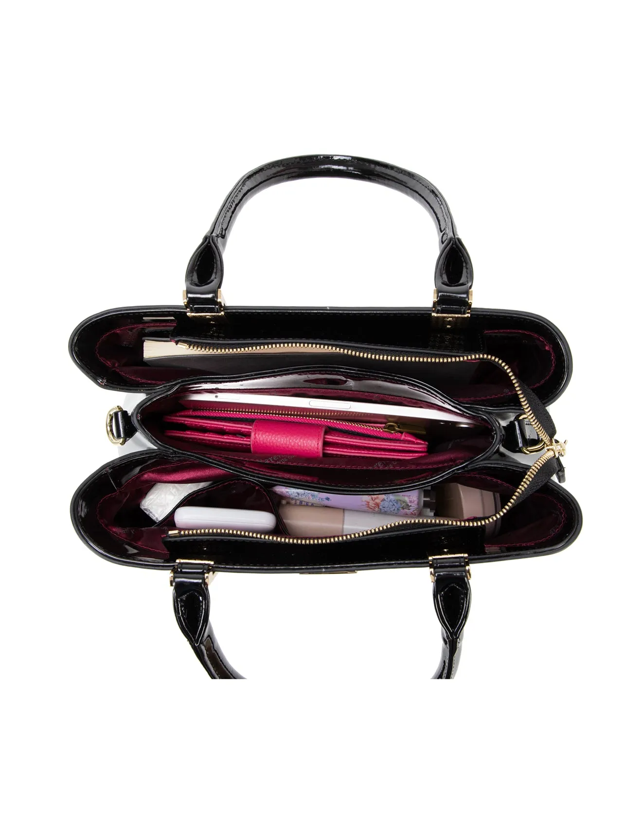 YASMIN TRIPLE COMPARTMENT LEATHER BAG