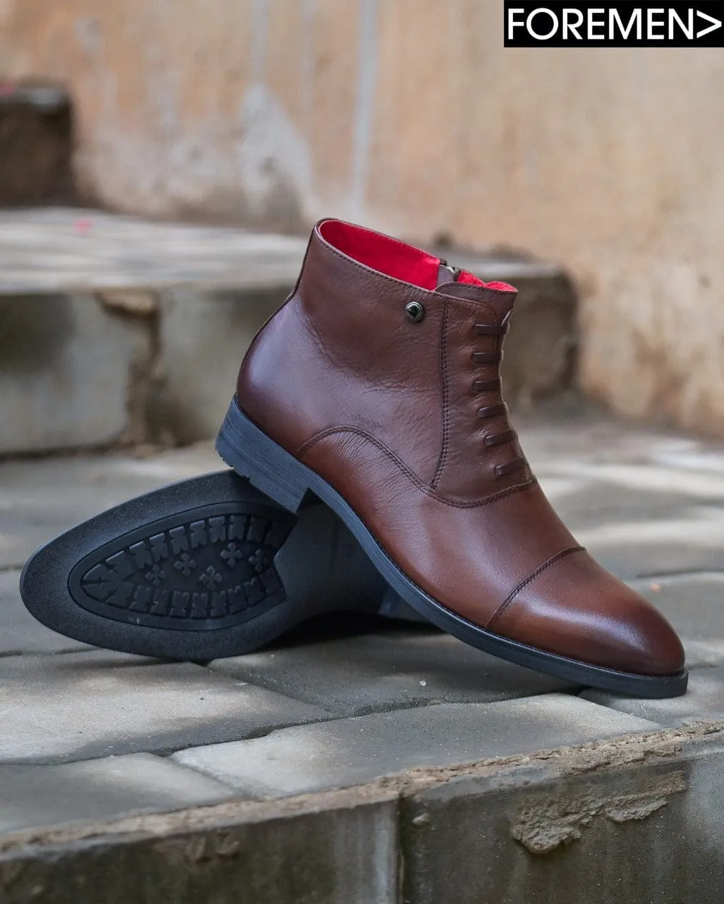 ZEUS | Dark Tan Zipper Boots