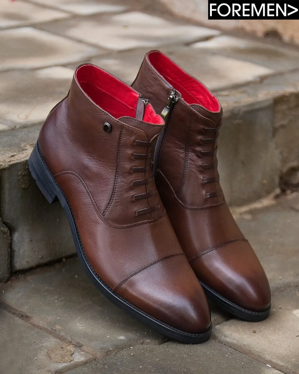 ZEUS | Dark Tan Zipper Boots